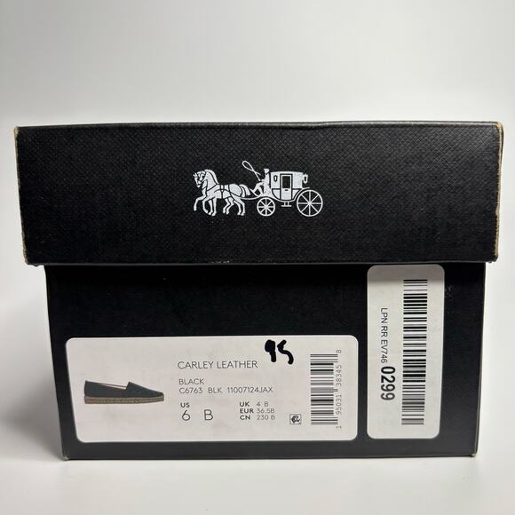 Coach Carley Leather Slip On Espadrille Loafers in Black - Picture 9 of 9